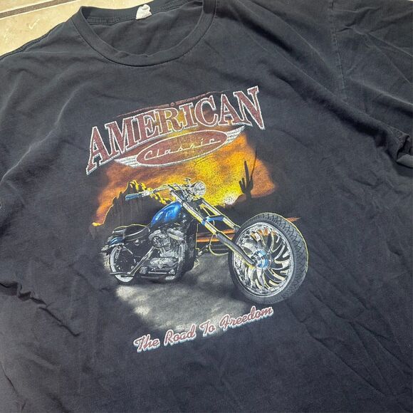 Y2K Cygnus American Classic The Road to Freedom Biker Graphic T-Shirt Mens XL - Picture 2 of 8